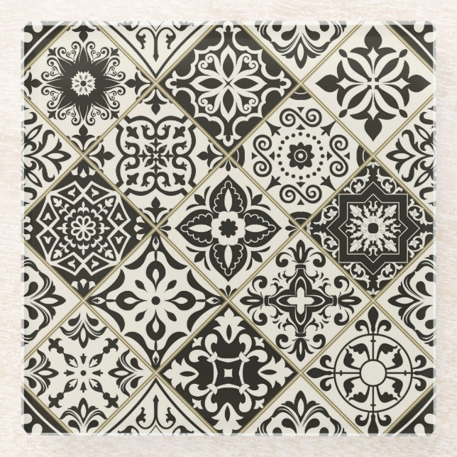 Majolica Islamic Tile Patchwork Glasuntersetzer (Vorderseite)