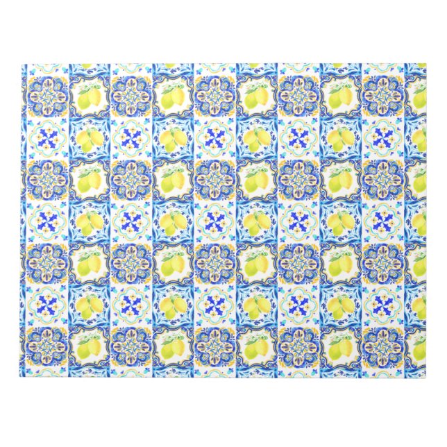 Majolica Mediterranean Lemon Tiles Notizblock (Vorderseite)