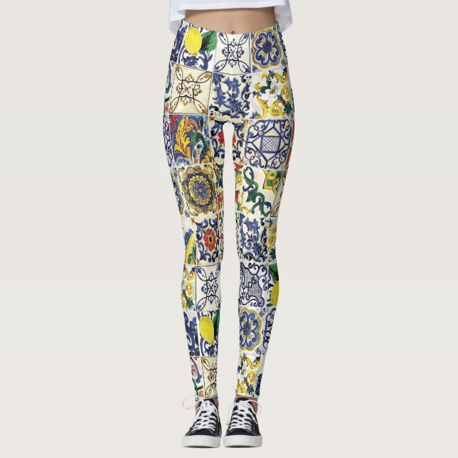 Majolica Muster Print Leggings (Vorderseite)