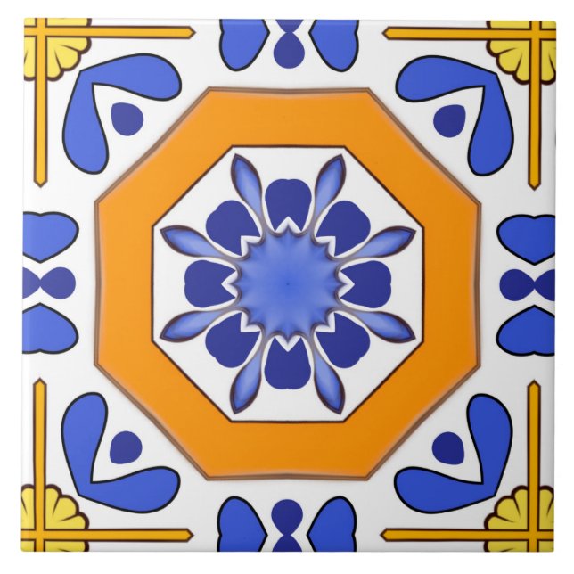 Majolika, mediterrane Fliesen, Fliese (Vorderseite)