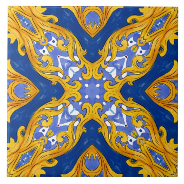 Majolika, mediterrane Fliesen, Fliese (Vorderseite)