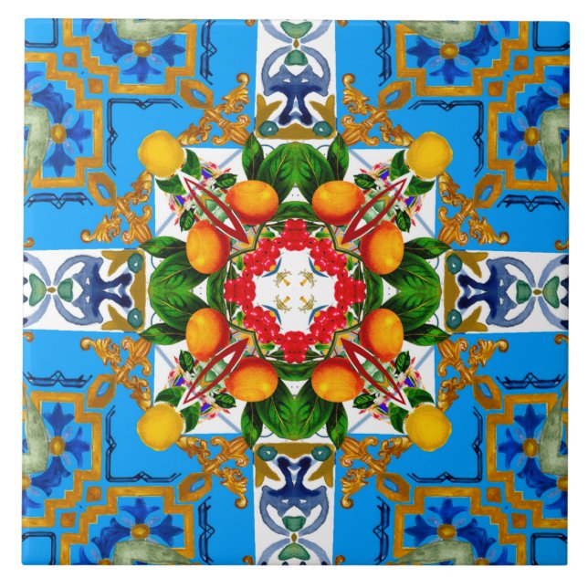 Majolika, mediterrane Fliesen, Fliese (Vorderseite)