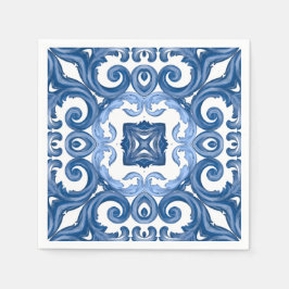 Majolika, mediterrane Fliesen, Serviette