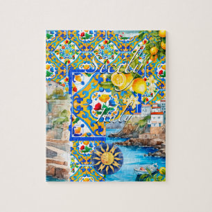 Majolika, Zitrone, sizilianische Fliesen, Puzzle