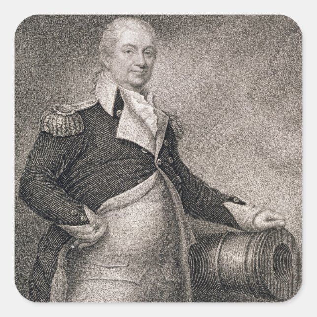 Major General Henry Knox (1750-1806), graviert dur Quadratischer Aufkleber (Vorderseite)