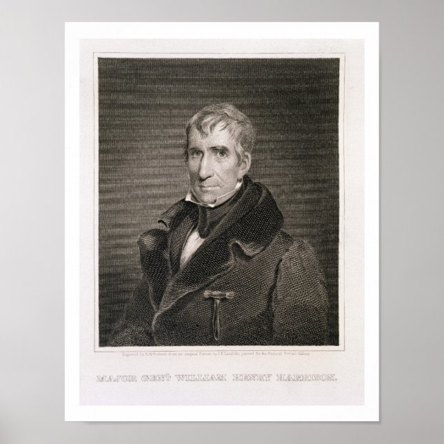 Major General William Henry Harrison, mit Gravur v Poster (Vorne)