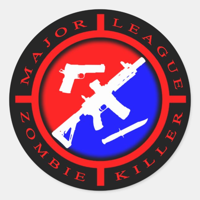 Major League Zombie Killer - Waffen Runder Aufkleber (Vorderseite)