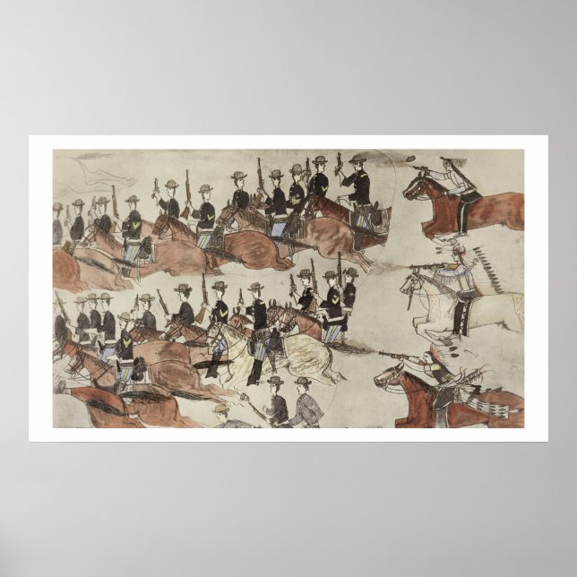 Major Marcus Reno's retreat before the Indian coun Poster (Vorne)