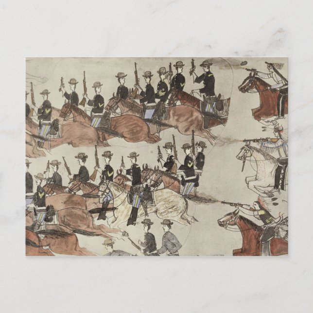 Major Marcus Reno's retreat before the Indian coun Postkarte (Vorderseite)