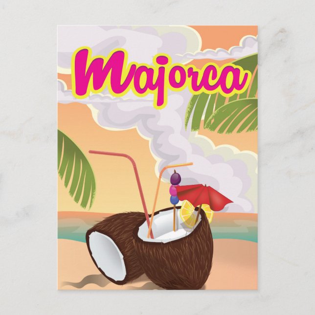 Majorca Vintage Reiseplakat. Postkarte (Vorderseite)
