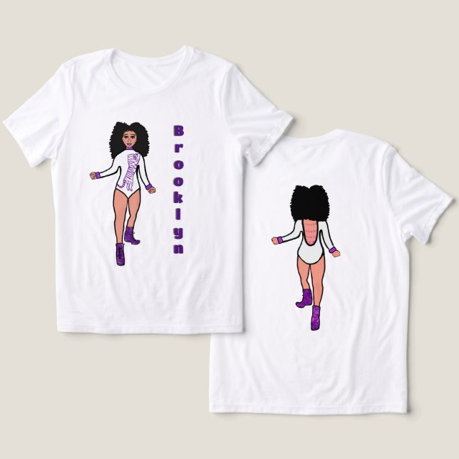 Majorette/Dancer T-Shirt White Lila Tiger B Tri-Blend Shirt (Design Vorderseite & Rückseite)