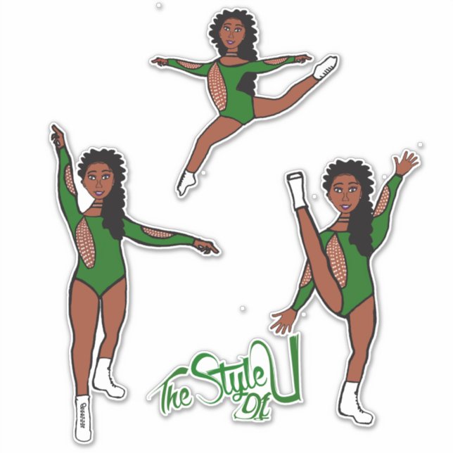 Majorette / Dancer Tri Pose Green Aufkleber (Vorderseite)