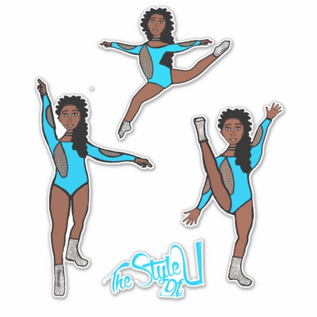 Majorette / Dancer Tri Pose Türkis Aufkleber (Vorderseite)