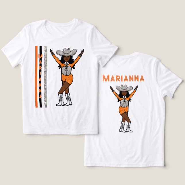 Majorette/Dancer Western Silver Orange Tri-Blend Shirt (Design Vorderseite & Rückseite)