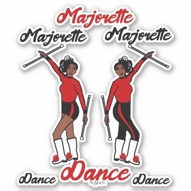 Majorette Stickers (Schwarz Rot 2) Aufkleber (Vorderseite)