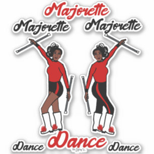 Majorette Stickers (schwarz rot) Aufkleber