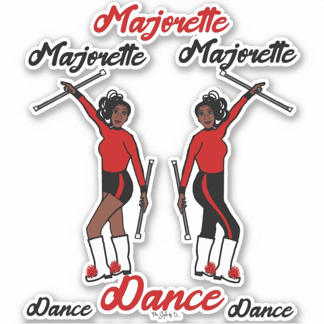 Majorette Stickers (schwarz rot) Aufkleber (Vorderseite)