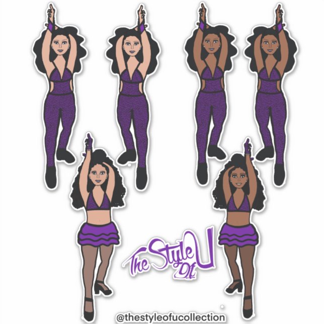 Majorette / Tänzer Quick Change Stickers Lila x2 Aufkleber (Vorderseite)