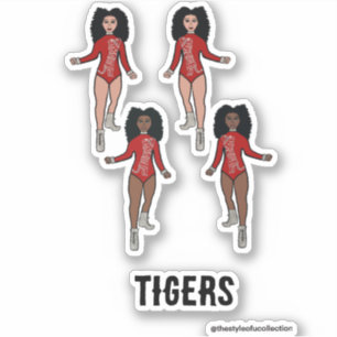 Majorette / Tänzer Sticker Rot Silver Tiger