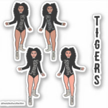 Majorette / Tänzer Sticker Schwarzes Silber Tiger 