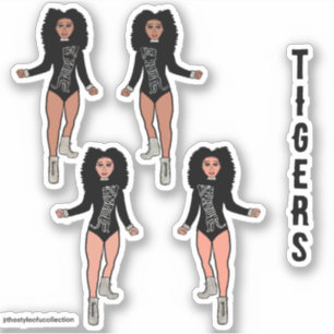 Majorette / Tänzer Sticker Schwarzes Silber Tiger 
