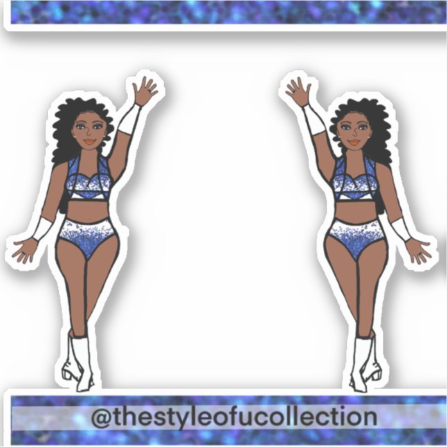 Majorette / Tänzer Stickers Blue Sparkle Aufkleber (Vorderseite)