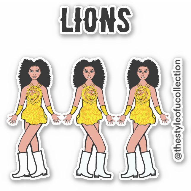 Majorette / Tänzer Stickers Gold Lion B Aufkleber (Vorderseite)