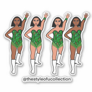 Majorette / Tänzer Stickers Green Fringe Aufkleber