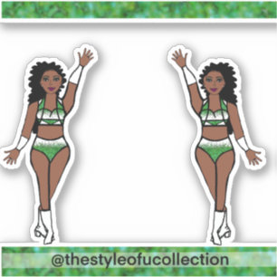 Majorette / Tänzer Stickers Green Sparkle Aufkleber