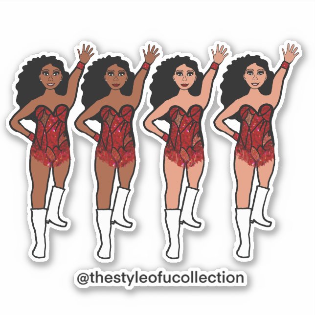 Majorette / Tänzer Stickers Red Fringe Aufkleber (Vorderseite)