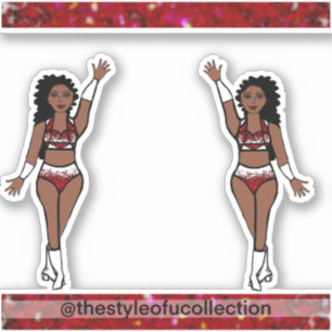 Majorette / Tänzer Stickers Red Sparkle Aufkleber