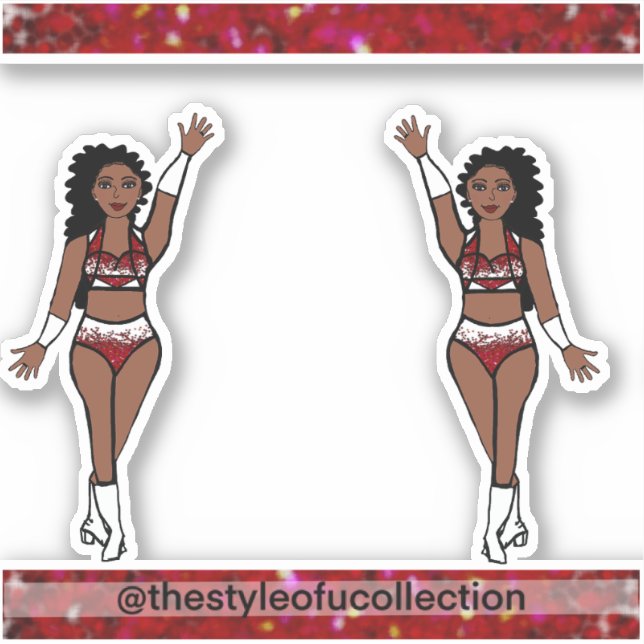 Majorette / Tänzer Stickers Red Sparkle Aufkleber (Vorderseite)