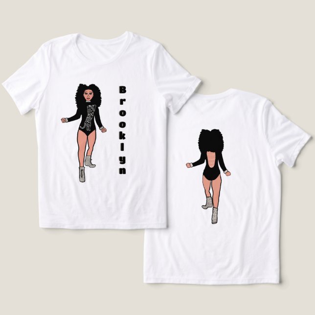 Majorette/ Tänzerin Tee Schwarz Silber Tiger B (Design Vorderseite & Rückseite)
