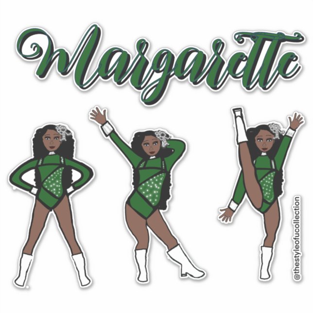 Majorette Tri- Pose / Green Diamond # 1 Aufkleber (Vorderseite)
