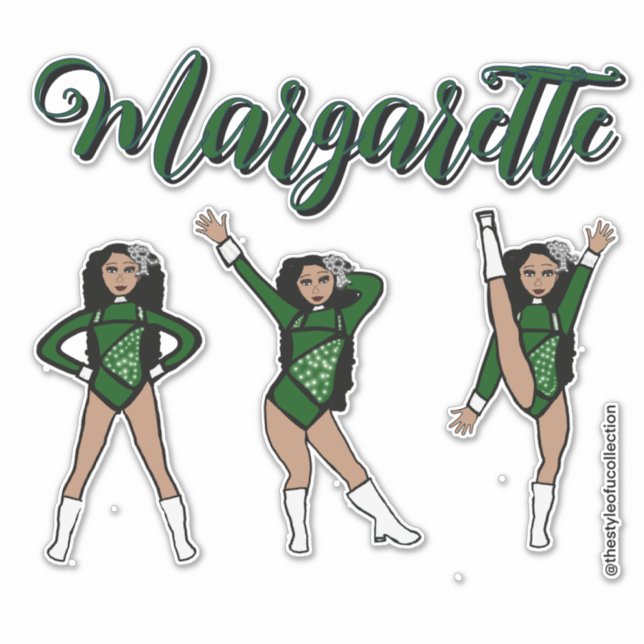 Majorette Tri- Pose / Green Diamond # 2 Aufkleber (Vorderseite)