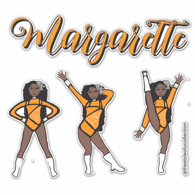 Majorette Tri- Pose / Orange Diamond # 1 Aufkleber (Vorderseite)
