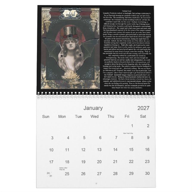 Makaberes gotisches Winona Plätzchens 2012 Kalender (Jan 2027)