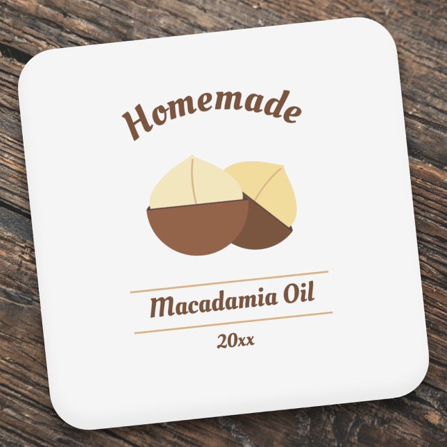 Makadamia-Öl-Etikett Quadratischer Aufkleber (Macadamia Oil Label Sticker)