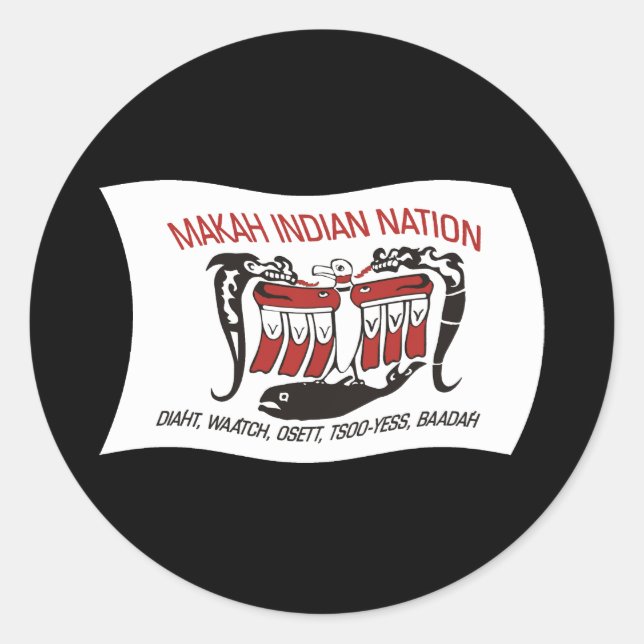 Makah-Stammesflaggenaufkleber Runder Aufkleber (Vorderseite)
