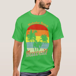 Makaha Strand Hawaii Retro Tropische Palmen Bäume  T-Shirt