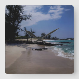 Makalawena Beach Quadratische Wanduhr
