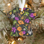Makapuu Beach Hawaiian Batik Aloha Shirt - Blau Ornament<br><div class="desc">Schwarz-Holzkohle-graue Hintergrundfarbe mit violett, Grüntönen aus Palmen, Orange, Goldene Stange, Kakaobraun und natürlich. Makapuu Beach Hawaiian Tropical Tiki Batik ist ein Konversationsdruck von Tikis, Palmen, tropischen Fischen, Seeteufel, Hibiskus und Plumeria Blume. Dieses Design erinnert an die Entwürfe, die in den 40er und 50er Jahren in Vintagen Aloha-Shirts verwendet wurden. Die...</div>