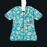 Makapuu Beach Hawaiian Batik Aloha Shirt Ornament<br><div class="desc">Aquamarine Färbung. Ein Konversationsausdruck aus Tikis,  Palmen,  tropischen Fischen,  Seeteufel,  Hibiskus und Plumeria Blume erinnern an die Entwürfe,  die in Vintagen Aloha-Shirts in den 40er und 50er Jahren verwendet wurden. Die Batik-Textur fügt eine einzigartige Textur im gesamten Design hinzu und kommt in verschiedenen Farbtönen.</div>
