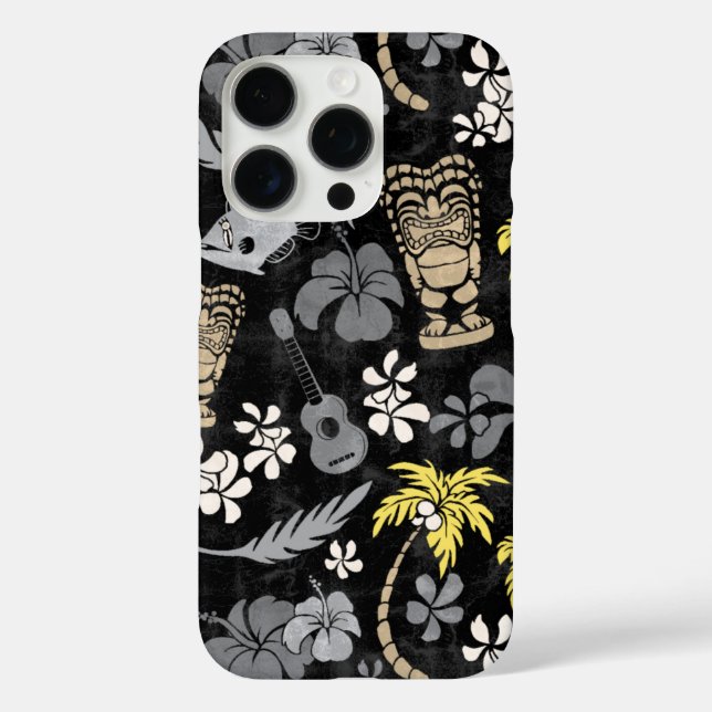 Makapuu Beach Hawaiian Batik Black Gray Case-Mate iPhone Hülle (Rückseite)