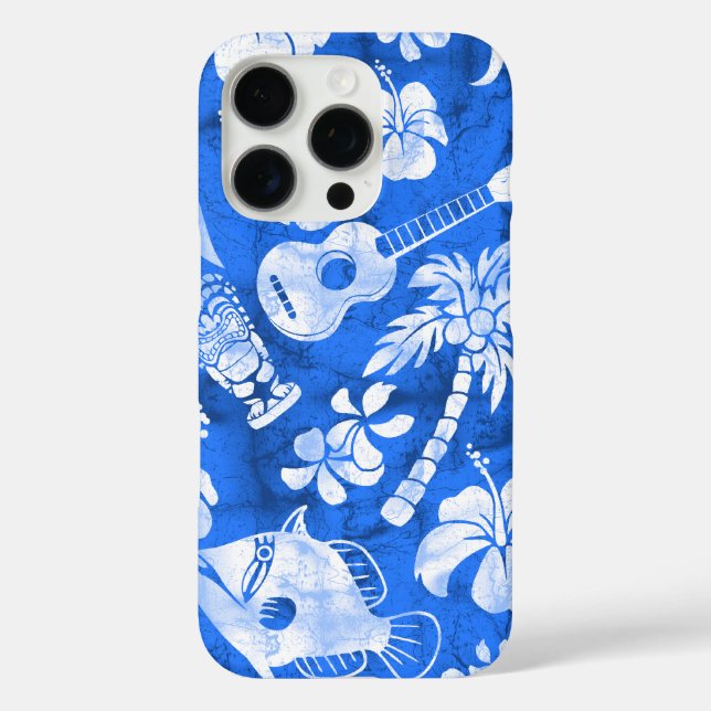 Makapuu Beach Hawaiian Batik Blue und White Case-Mate iPhone Hülle (Rückseite)