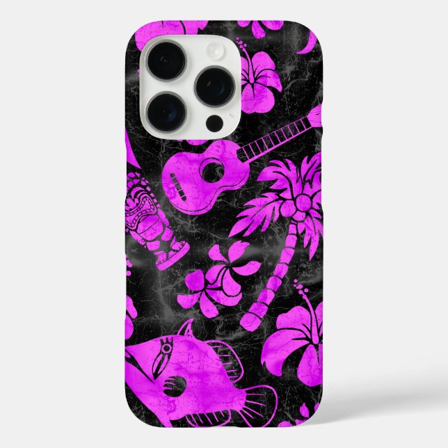 Makapuu Beach Hawaiian Batik Magenta Black Case-Mate iPhone Hülle (Rückseite)