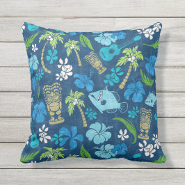 Makapuu Beach Hawaiian Batik - Türkis Kissen