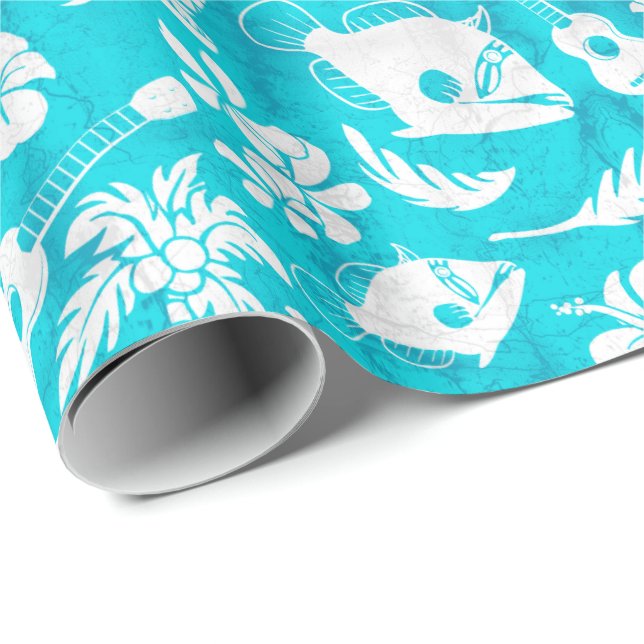 Makapuu Beach Hawaiian Batik Wrapping Paper Geschenkpapier (Rolleneckpunkt)