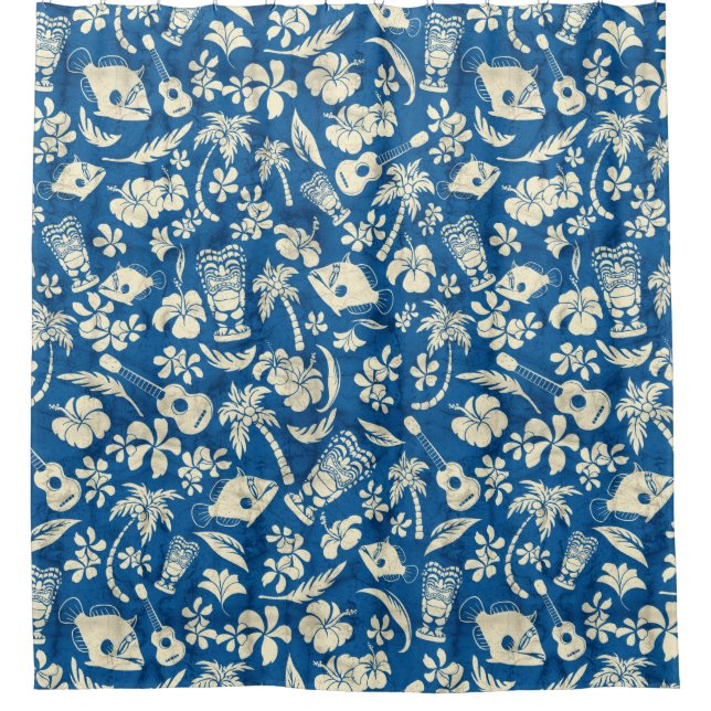 Makapuu Strand-hawaiisches Batik-Aloha Shirt Duschvorhang (Vorderseite)
