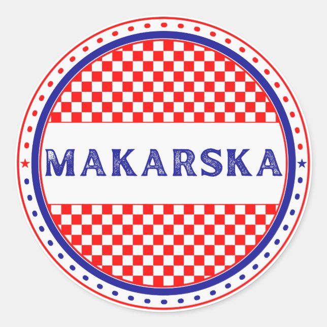 Makarska City Pride Emblem – Croatian Identity Runder Aufkleber (Vorderseite)